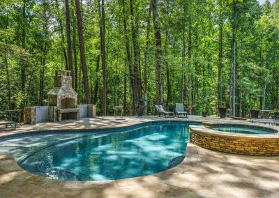 Custom Pool with Fireplace and Hot Tub